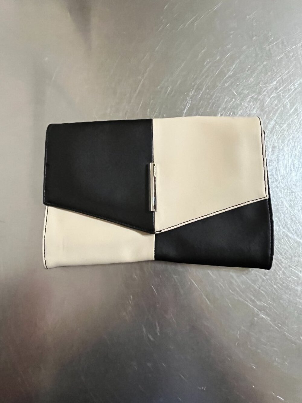 NINE WEST Black & White Colorblock Envelope Clutch NWT